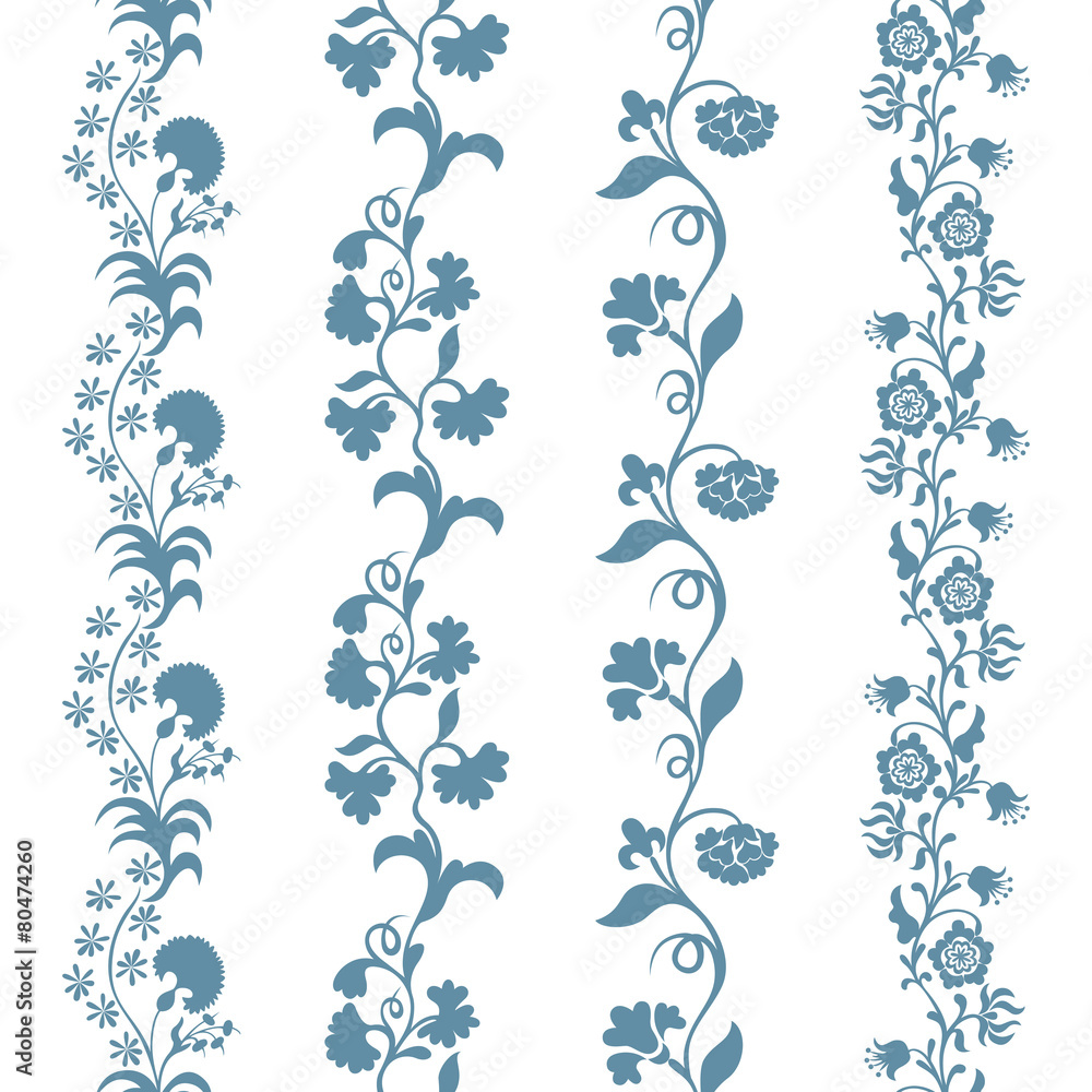 Set seamless trims floral pattern