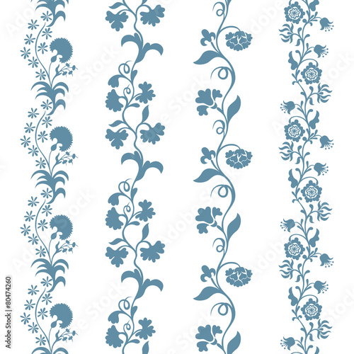 Set seamless trims floral pattern