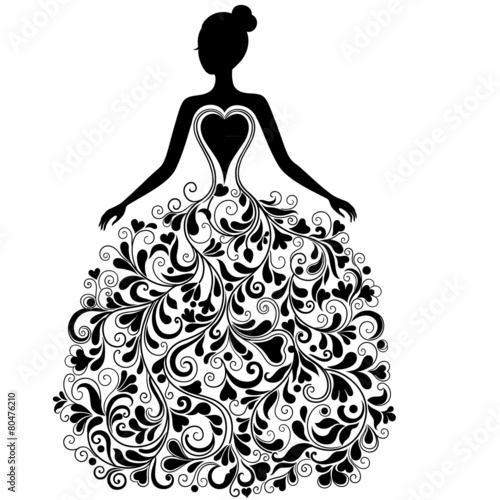Vector silhouette of beautiful dress
