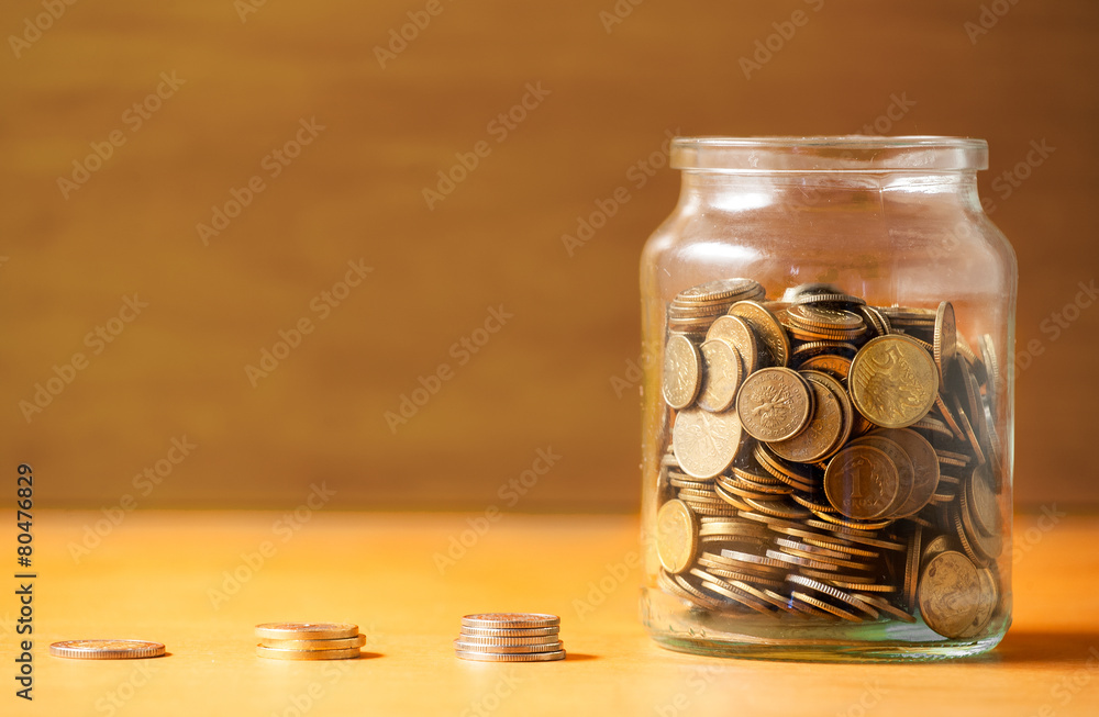 Savings in a jar. Savings in a jar.