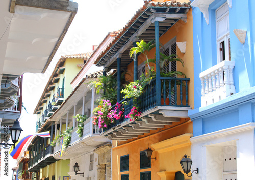Fototapeta Naklejka Na Ścianę i Meble -  Colonial Balconies, Cartagena de Indias, Colombia