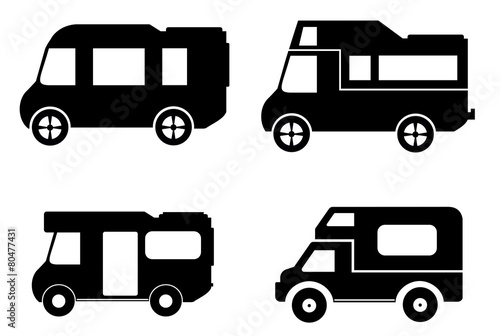 Camping-car en 4 icônes