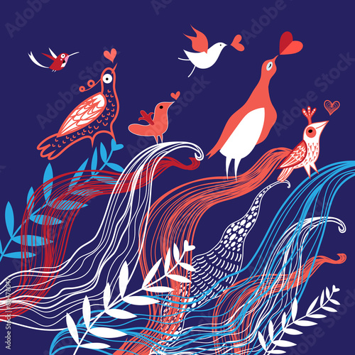 Natural background with birds in love