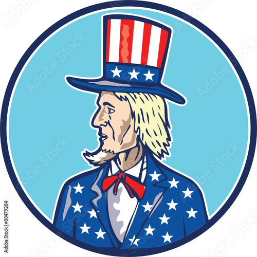 Uncle Sam TopHat American Flag Cartoon