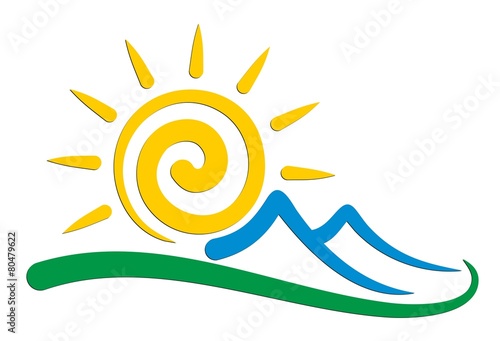 Sun and mountains logo