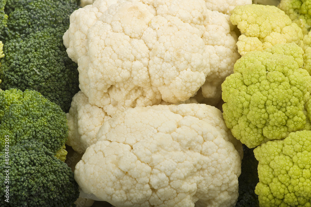 Fresh cauliflower close up on white background Fresh cauliflower close up on white background