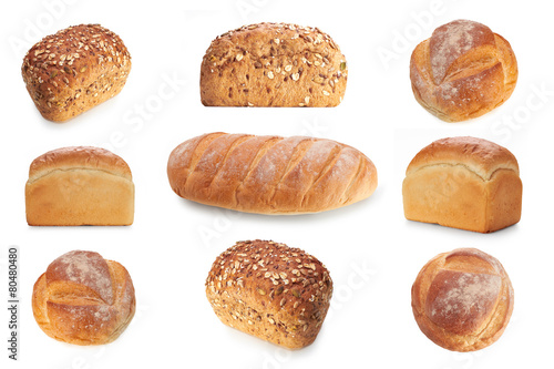 Fresh bread isolated on a white background photo