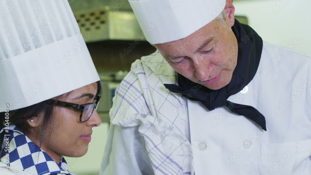 Team of professional chefs preparing food in a commercial kitchen Team of professional chefs preparing food in a commercial kitchen