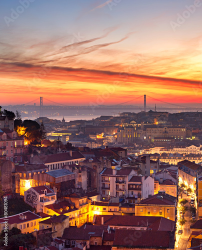 Lisbon cityscape at sunset