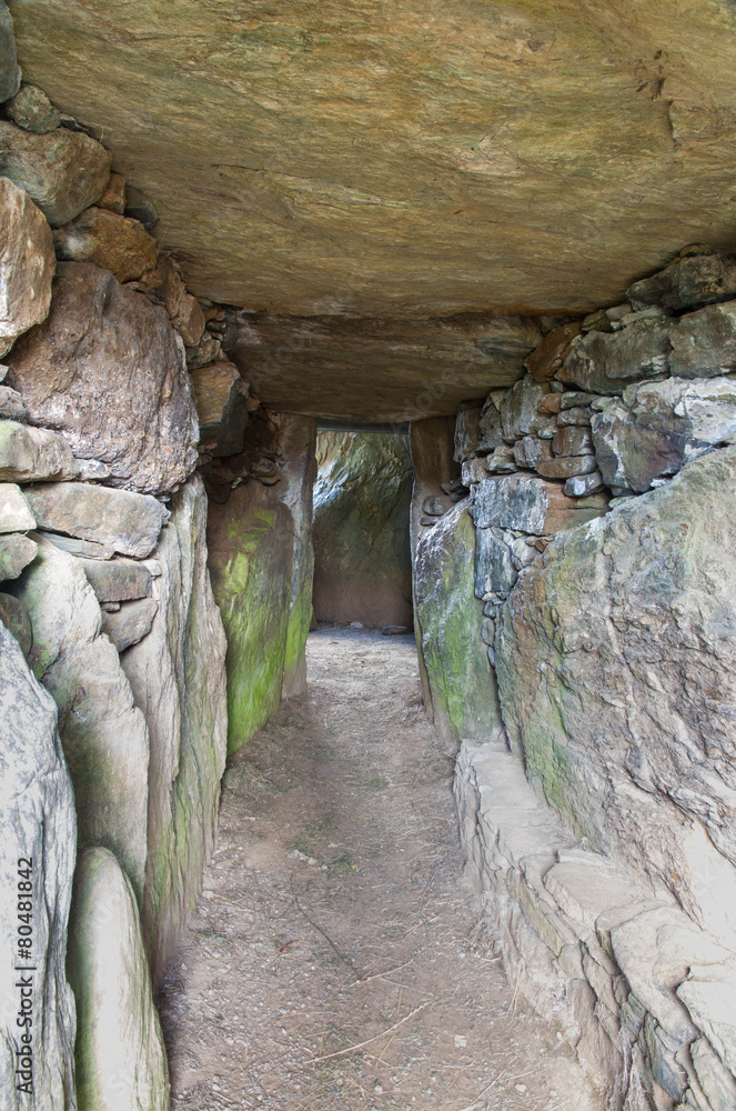Bryn Celli Ddu prehistoric passage tomb. Interior. Bryn Celli Ddu prehistoric passage tomb. Interior.