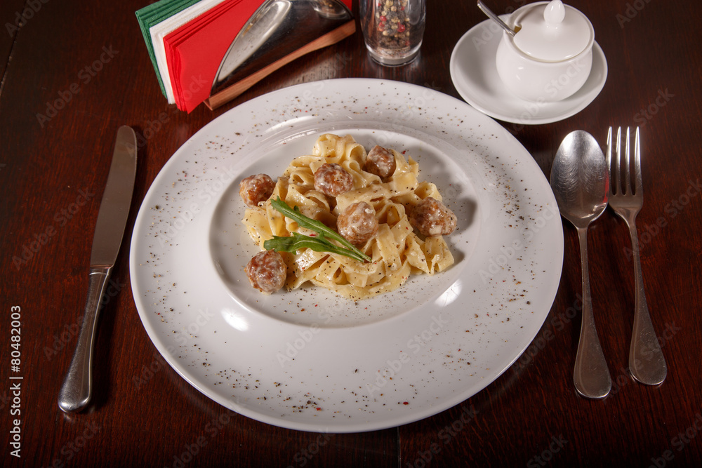 pasta with with meat and white sauce pasta with with meat and white sauce