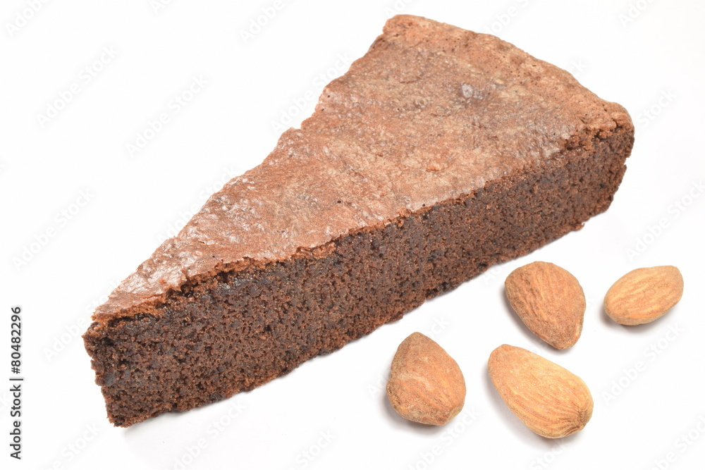 Sweet and tasty chocolate cake on a white background. Sweet and tasty chocolate cake on a white background.