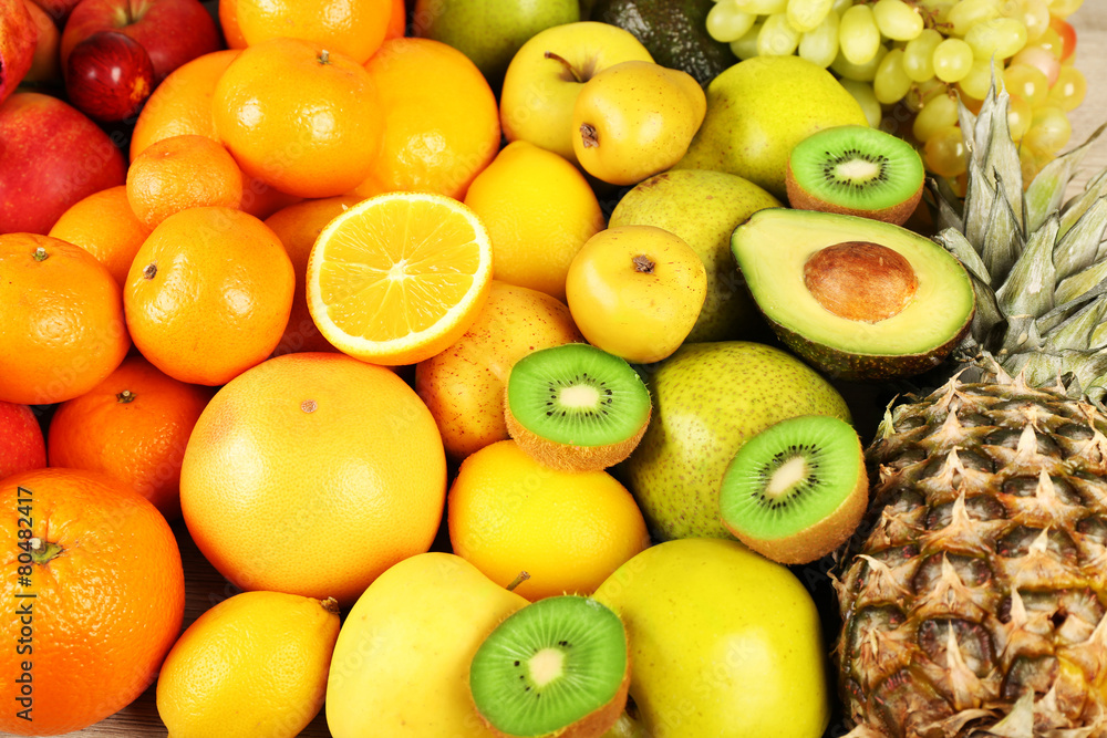 Assortment of exotic fruits close-up Assortment of exotic fruits close-up