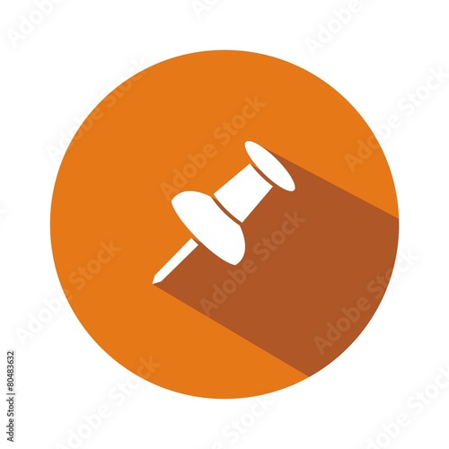 Icono chincheta naranja botón sombra