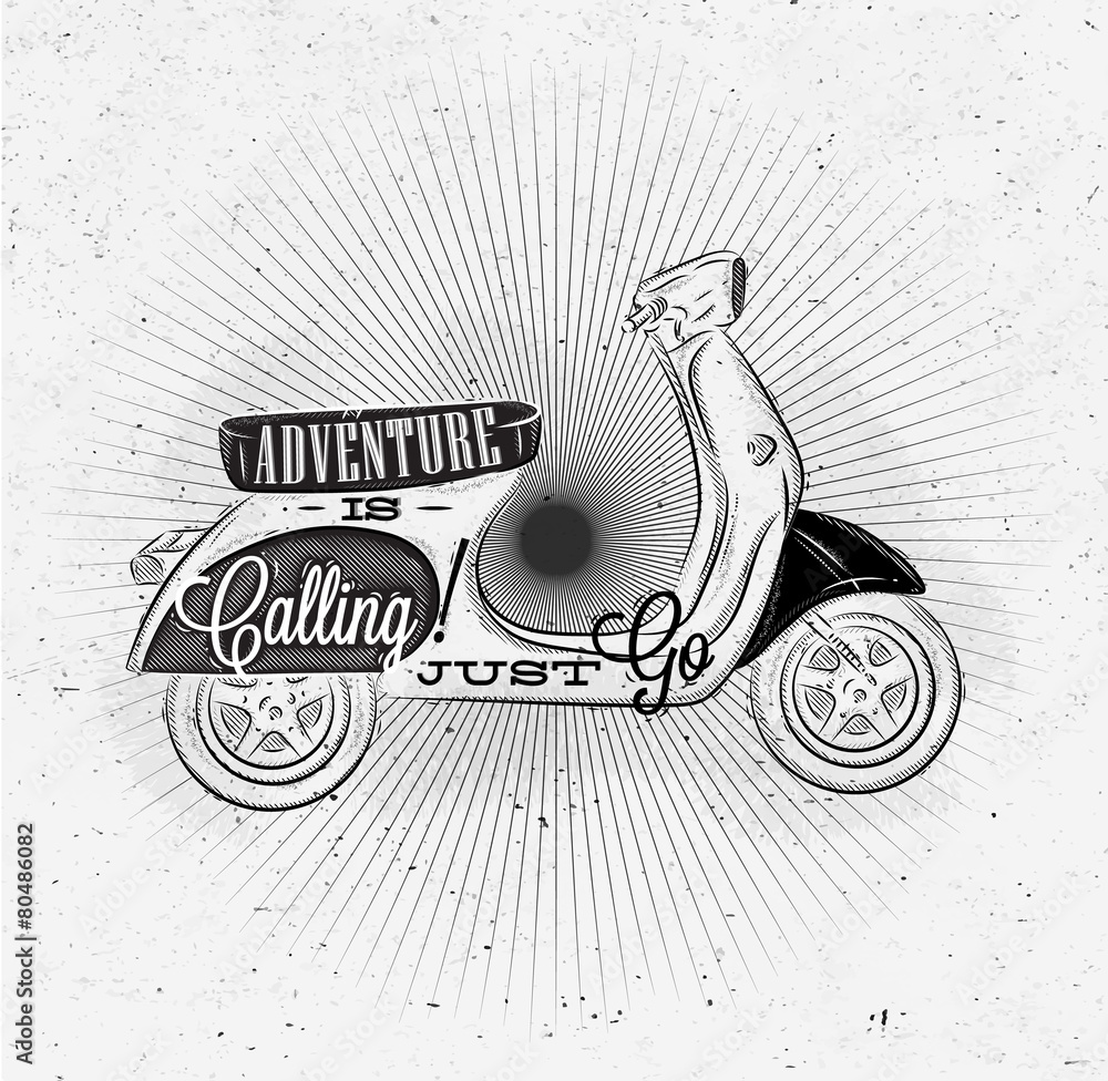 Fototapeta premium Tourist poster moped