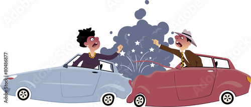 Traffic accident, two cars collided
