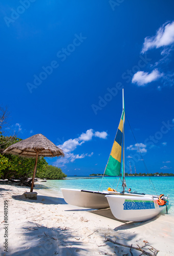 Catamaran over a wonderful tropical beach