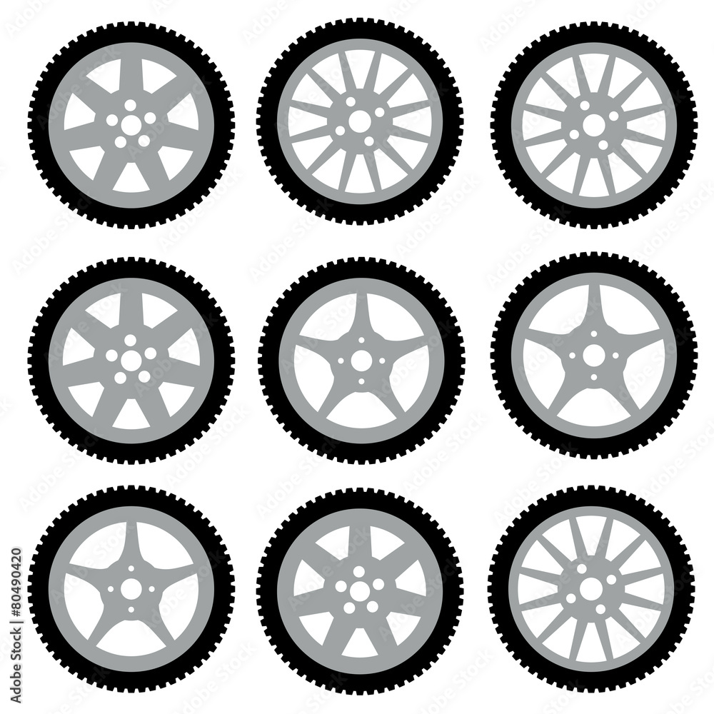 automotive wheel with alloy wheels. Vector illustration. automotive wheel with alloy wheels. Vector illustration.