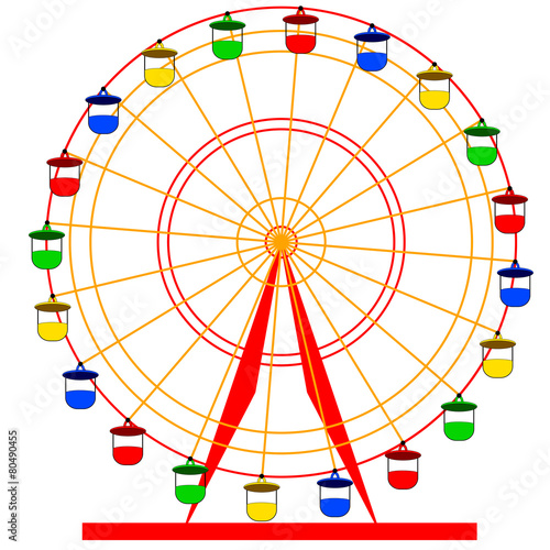 Silhouette atraktsion colorful ferris wheel. Vector  illustratio