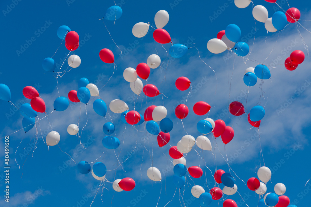 Colored balloons fly in the sky Colored balloons fly in the sky