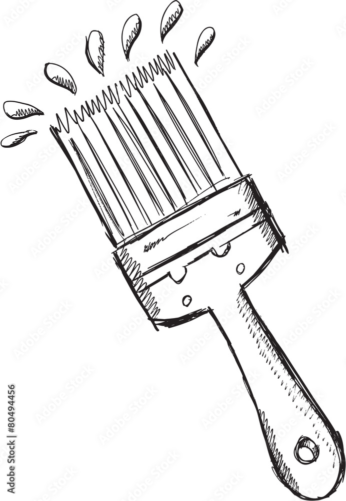 Paint brush one line drawing, vector illustration simplicity hand drawn.  Tool for artist or painter. 1957056 Vector Art at Vecteezy