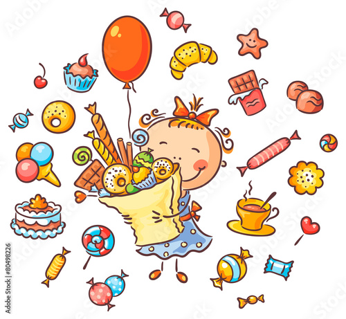 Happy Girl with Sweets