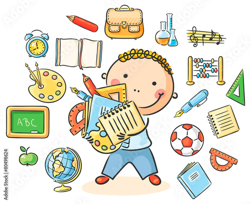 Boy with School Things