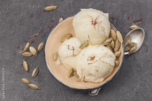 Saffron, cardamom and vanilla ice cream