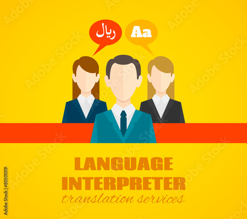 Translaton and dictionary service poster flat photo