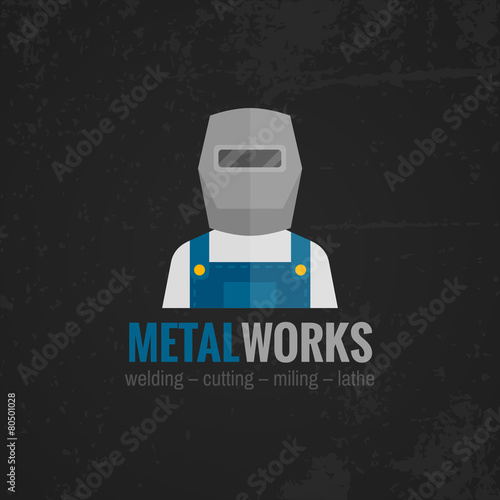 Metalworking icon poster flat