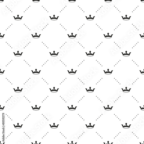 Seamless vector black pattern with king crowns
