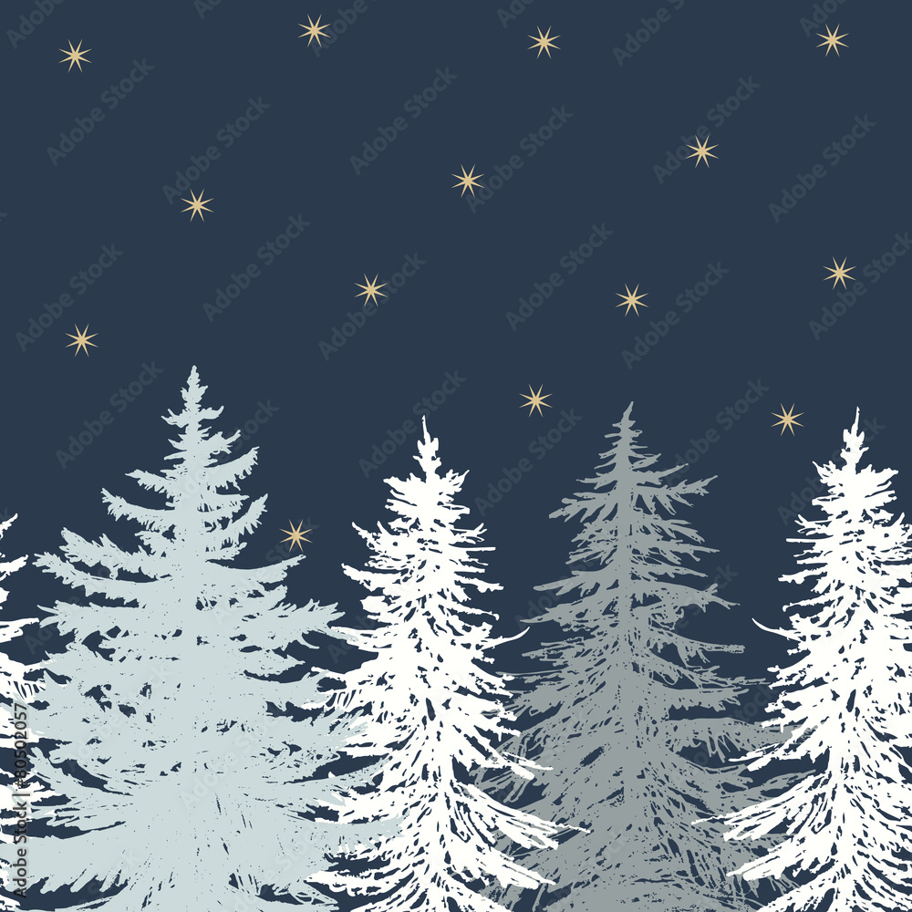 horizontal pine card with stars