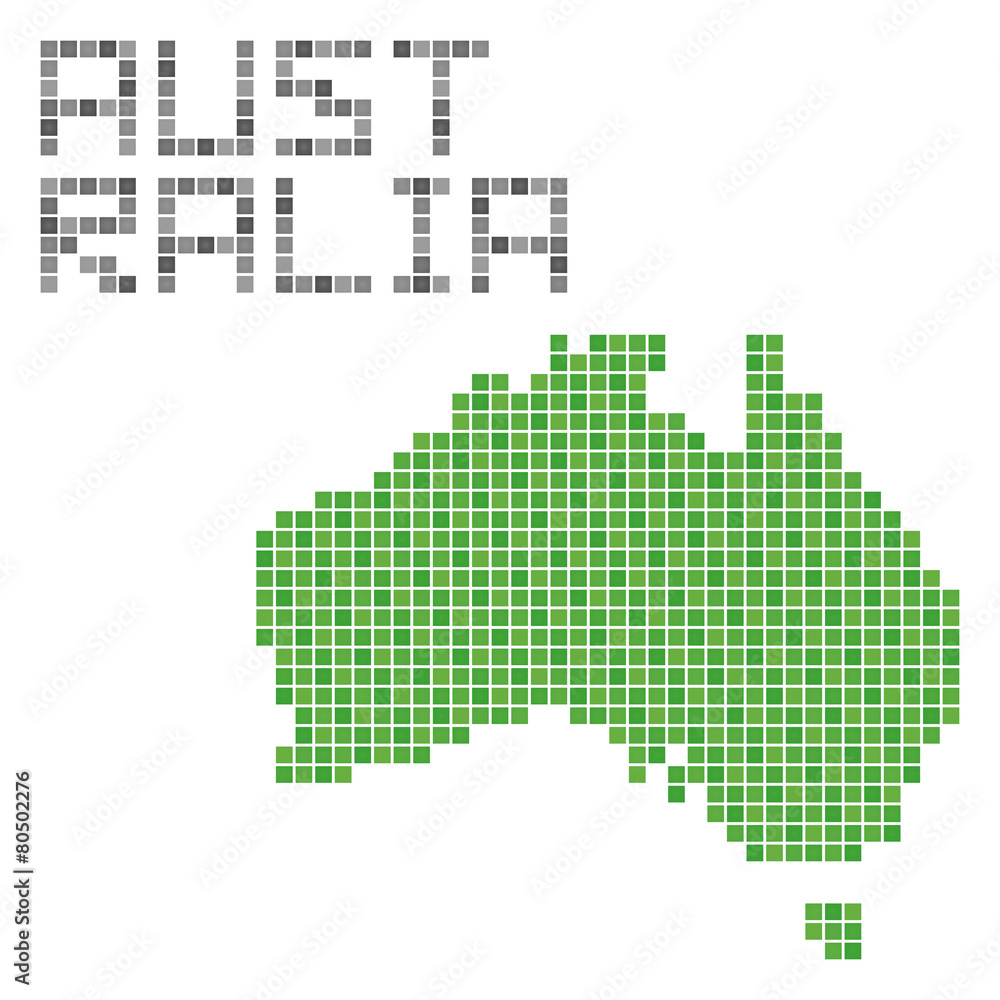 オーストラリアのドット地図(グリーン)