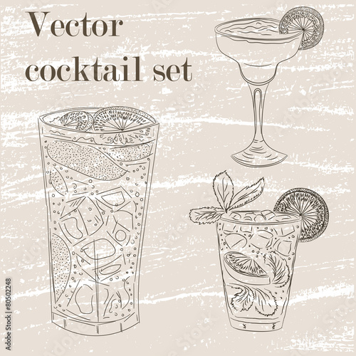 Set of hand drawn cocktails