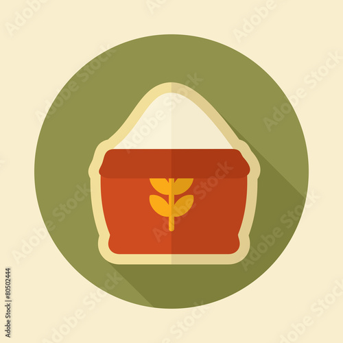 Sack of flour retro flat icon with long shadow