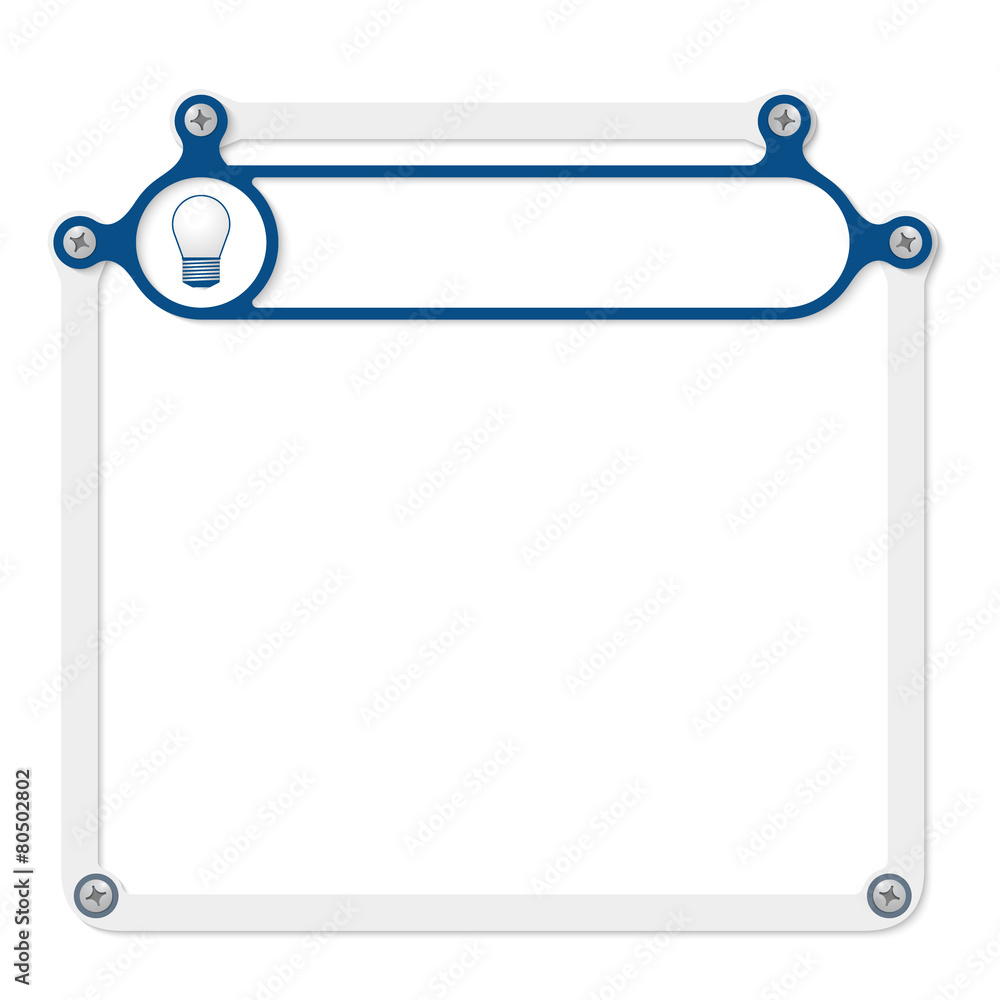 gray frame for text with screws and blue frame for headline gray frame for text with screws and blue frame for headline
