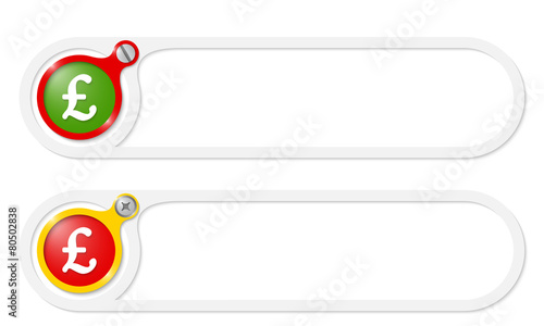 vector buttons with screw and pound sterling symbol