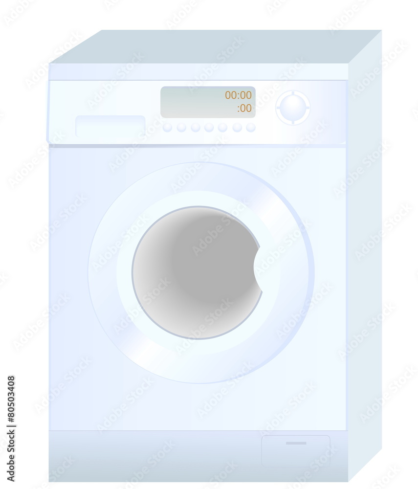 Realistic illustration of new washing machine isolated on white Realistic illustration of new washing machine isolated on white