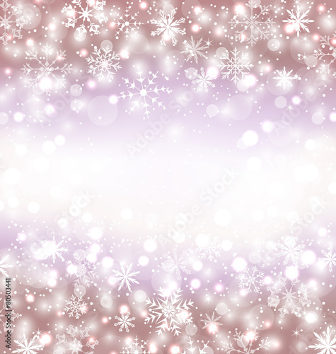 Navidad winter background with snowflakes and copy space for you