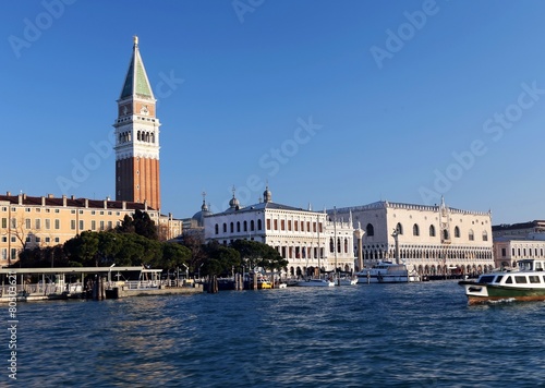 View from the vaporetto St mark's Campanile and the doge's Palac