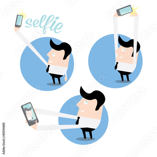 Taking Selfie Photo on Smart Phone concept