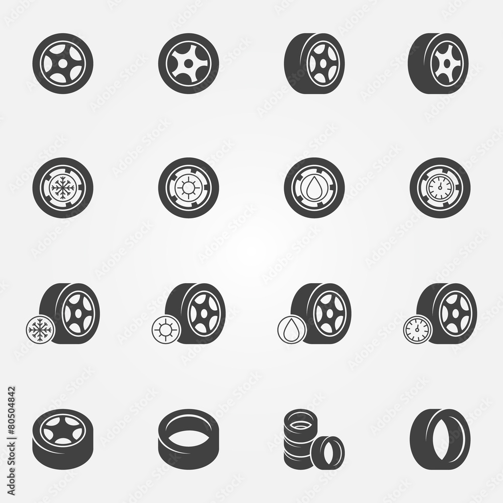 Tire icons vector set Tire icons vector set