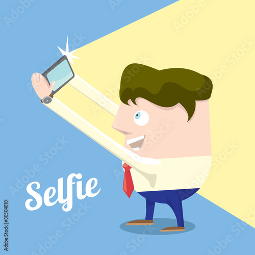 Taking Selfie Photo on Smart Phone concept