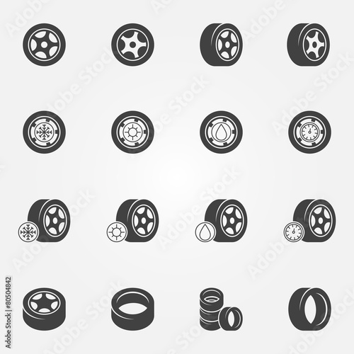 Tire icons vector set