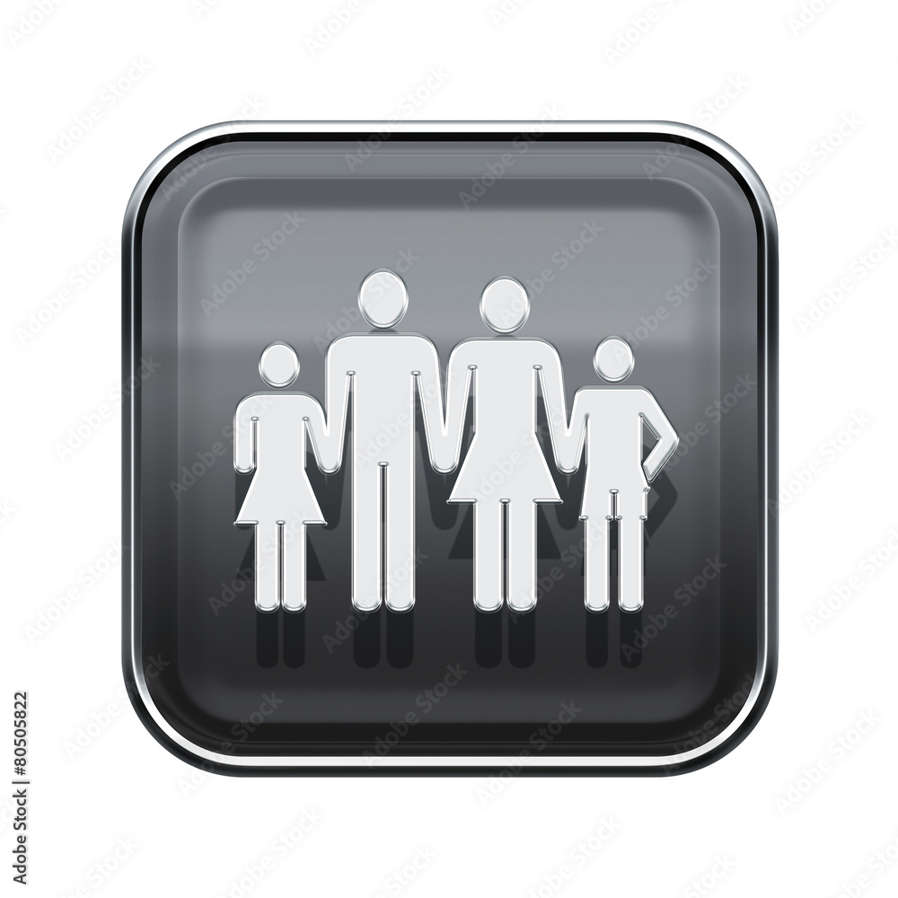 family icon glossy grey, isolated on white background. family icon glossy grey, isolated on white background.