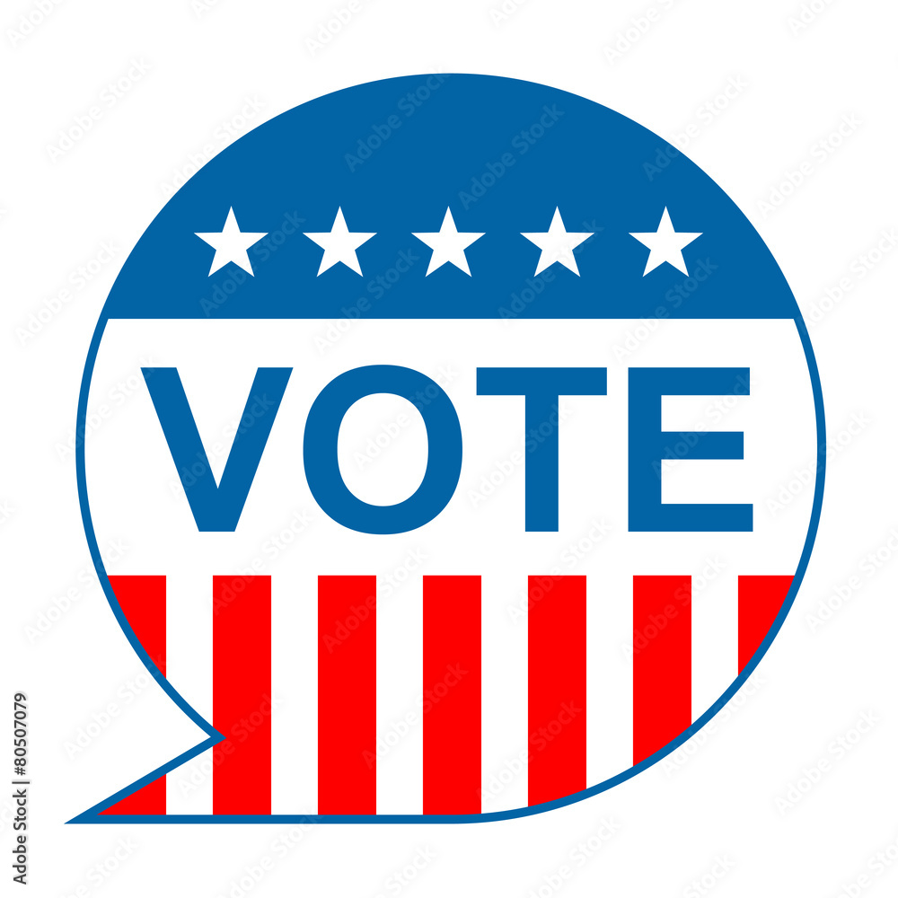 Icono texto VOTE con fondo bandera americana Icono texto VOTE con fondo bandera americana