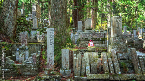 Graveyard at Okunoin Temple at Mt. Koya in Wakayama, Japan photo