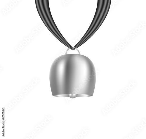 Big bell hanging on piece of cloth