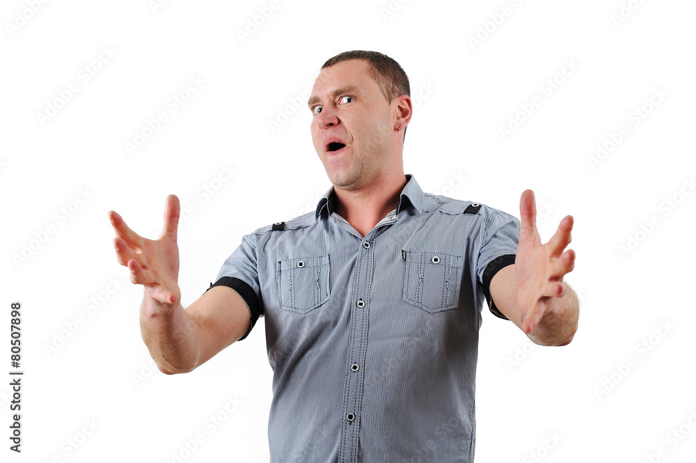 Emotions and gestures of men in the studio isolated on white Emotions and gestures of men in the studio isolated on white