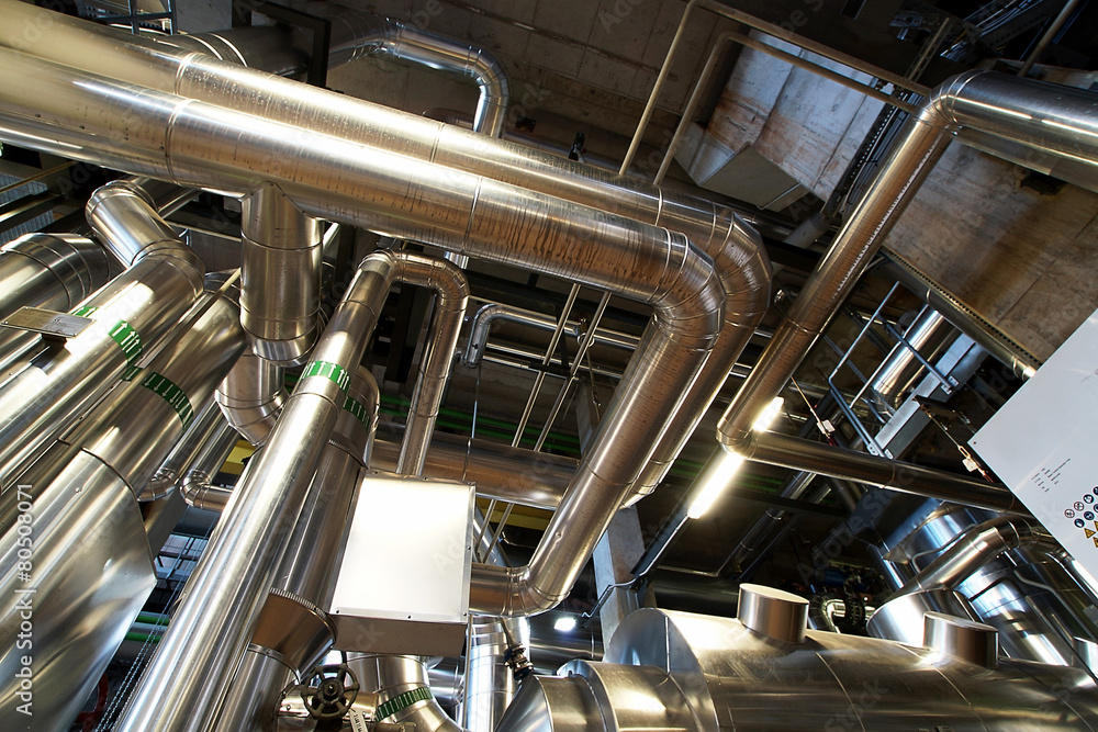 Industrial zone, Steel pipelines, valves and cables Industrial zone, Steel pipelines, valves and cables